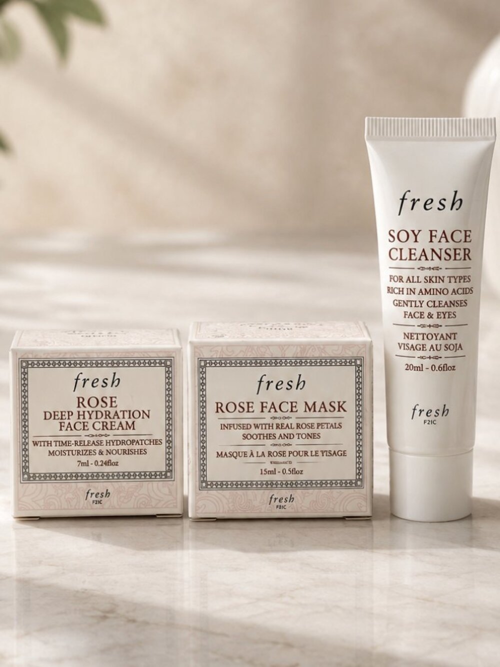 FRESH Rose Deep Hydration Face Cream, Rose Mask, Soy Face Cleanser - Travel Size